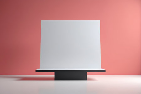 Pink background white display standの素材
