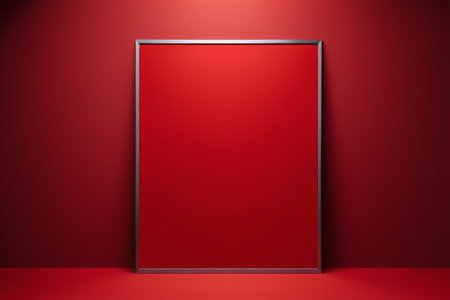 Metal border frame on red backgroundの素材