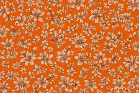 Orange background floral pattern materialの素材
