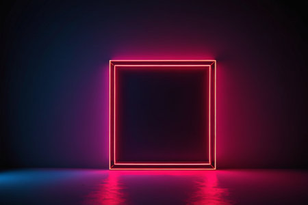 Interior red neon glowing box sceneの素材