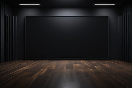 Dark background wood floor display spaceの素材