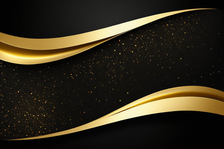 Black background gold wavy line designの素材