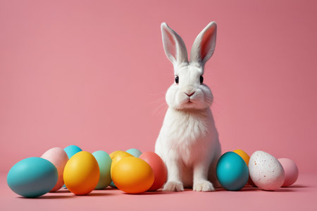 Easter White Rabbit and Easter Egg Materialの素材