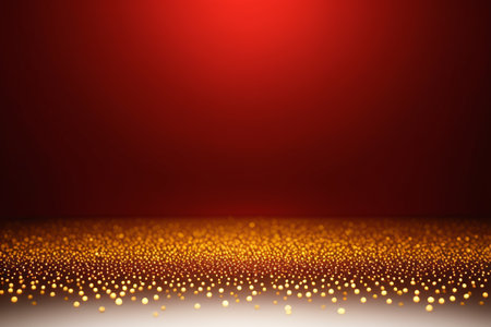 Abstract image of gold particles on red backgroundの素材