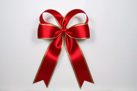 Red gold rimmed satin ribbon decorative materialの素材