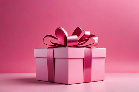 Pink gift box with large bowの素材