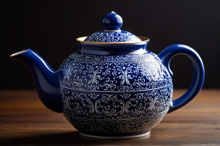 Blue and white pattern traditional ceramic teapotの素材