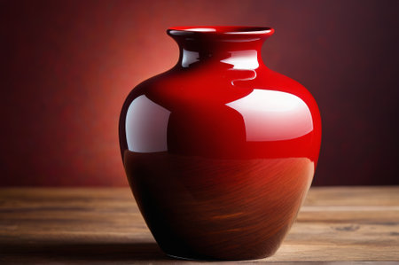 Close up of a still life in a red ceramic vaseの素材