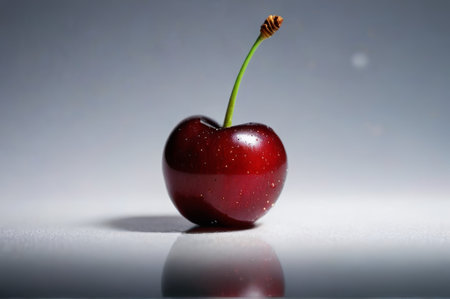 Close up of a single cherryの素材