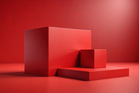 Red Geometric Stereoscopic Display Standの素材