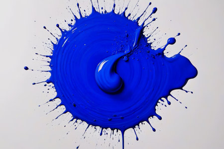 Close up of blue paint splatterの素材
