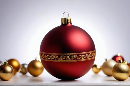 Close up of red Christmas decoration ballsの素材
