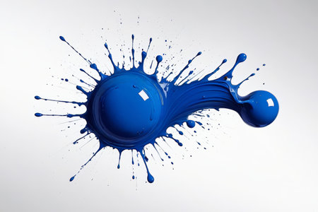 Close up of blue paint splatterの素材