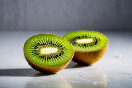 Close up of a cut fresh kiwi fruitの素材