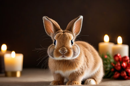 Cute bunny and festive still lifeの素材