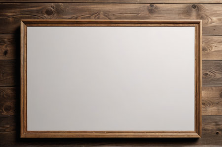 Blank photo frame on wooden backgroundの素材