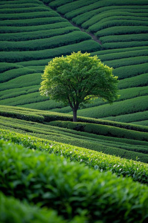 Independent trees in tea gardensの素材