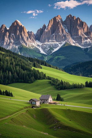 Pastoral scenery at the foot of the Alpsの素材