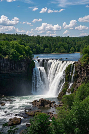 Outdoor natural landscape waterfall sceneryの素材