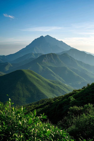 The natural scenery of green mountainsの素材