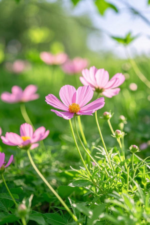 Close up of outdoor pink flowersの素材