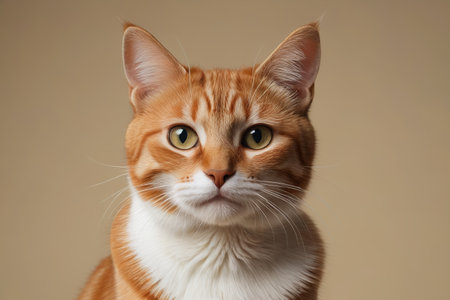 Close up of orange and white catの素材