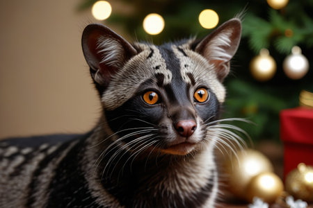 Cute cats in a Christmas contextの素材