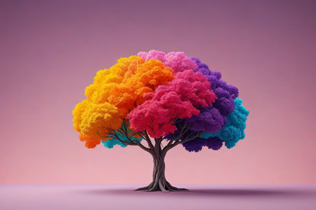 Colorful tree illustration materialの素材