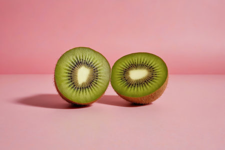 Kiwi cut on pink backgroundの素材