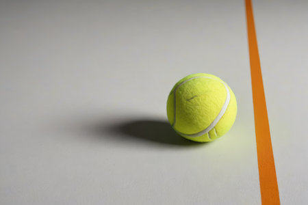 Tennis is placed next to the sidelines of the sports fieldの素材