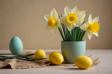 Easter Decorative Daffodils and Eggsの素材
