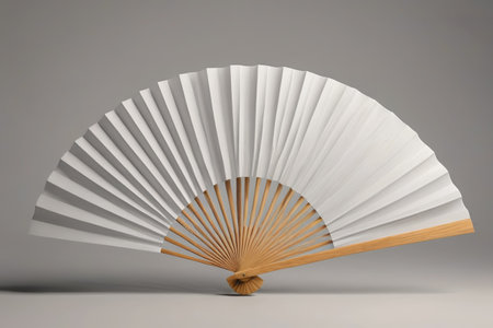 Close up of white folding fanの素材