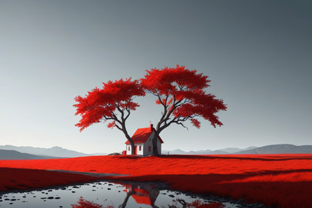 Single family cottage in mangrove meadowの素材