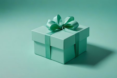 Light green gift box with ribbonの素材