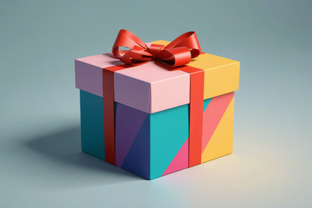 Colorful gift box with red bowの素材
