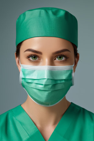 Close up of female medical staff in surgical gownsの素材