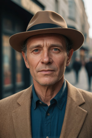 Portrait of man wearing hat outdoorsの素材