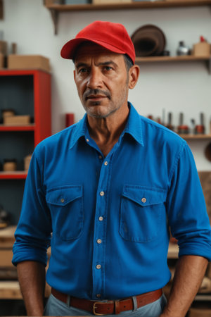 Portrait of workshop worker's workwearの素材