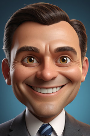 Cartoon Style Smiling Business Men Portraitの素材