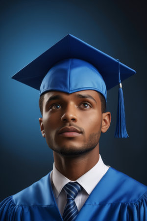 Close up of a man in a bachelor's gownの素材