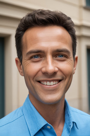 Outdoor portrait of smiling manの素材