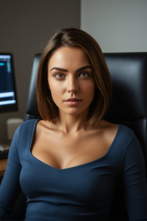 Close up of a woman in the officeの素材