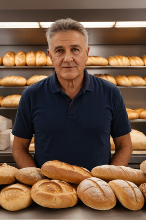 Male staff in the bakeryの素材