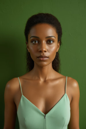 Close up of a young African American womanの素材