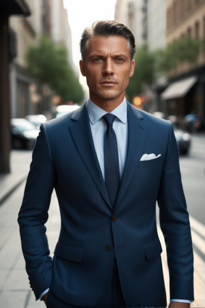 Business man portrait on the streetの素材