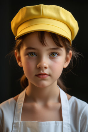 Portrait of a little girl with a chef's hatの素材