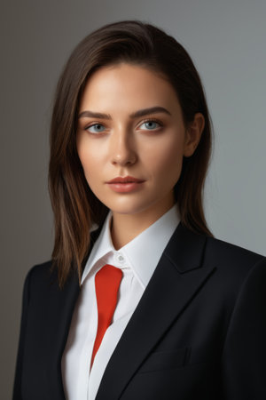 Professional portrait of young woman in formal attireの素材
