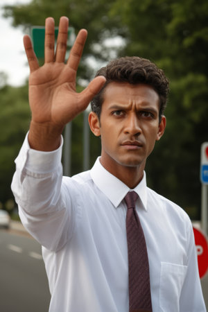 Business man makes stop gestureの素材