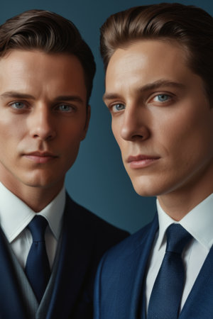 Portrait of two men in suitsの素材