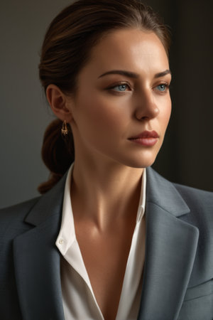 Close up of a bust of a working womanの素材